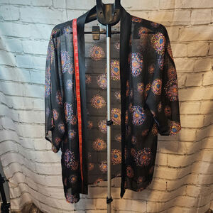 Mudd Kimono Black with Burst of Color
